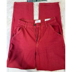 Cotton On Carpenter Jean Red High Rise Straight Leg Utility Denim Pants Size 4